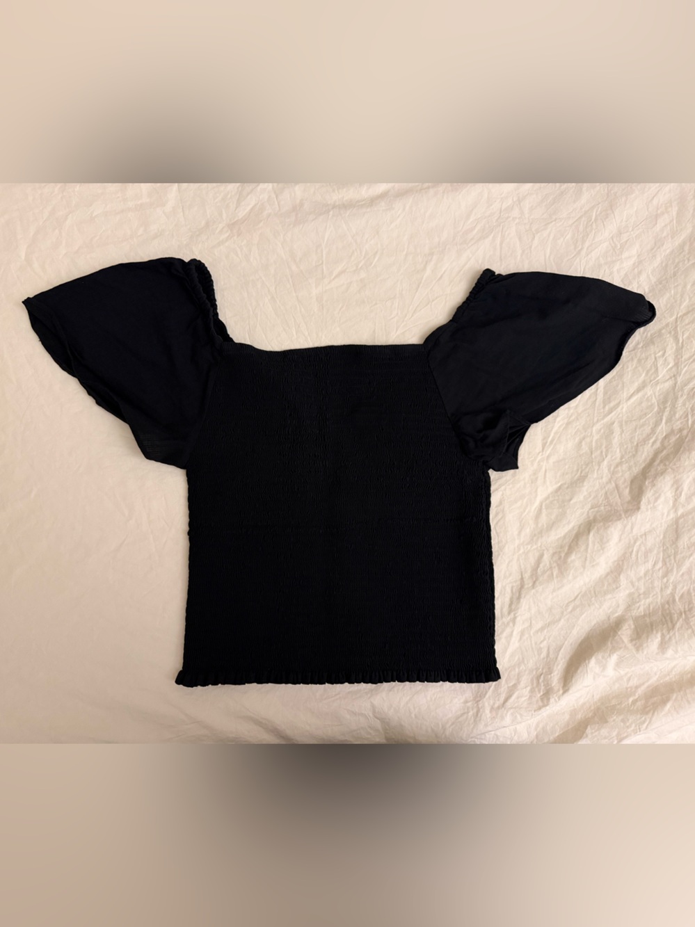 Everlane black ruched crop top size S